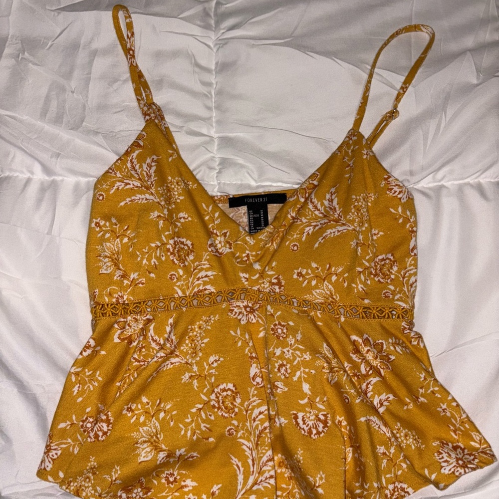 Forever 21 Mustard Floral Top
